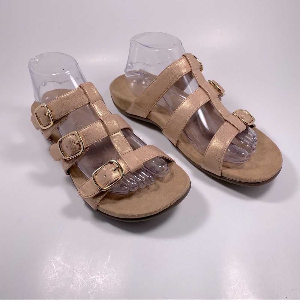 Vionic Misa Adjustable Slide Sandals Color Rose Gold. SZ 9